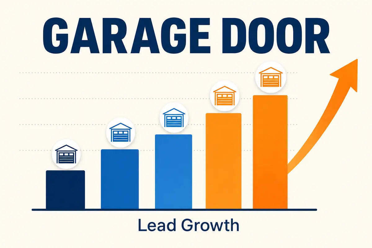 Garage door company lead growth results showing monthly performance improvement