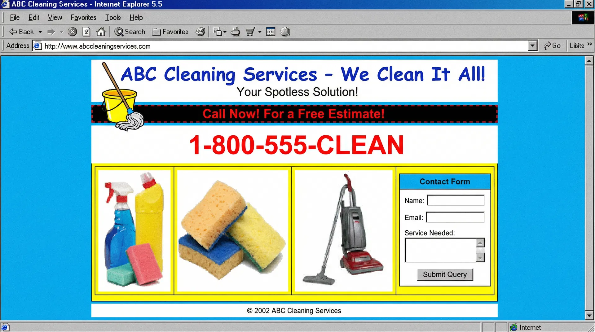 Generic, ineffective cleaning company website design