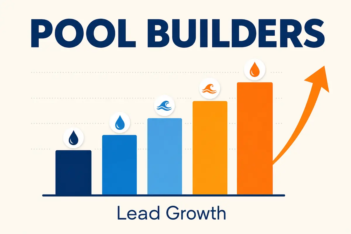 Pool builder company lead growth results showing monthly performance improvement